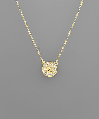 Crystal Disc Initial Necklace