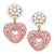 Heart Sprinkle Donut Enamel Drop Earrings Pink