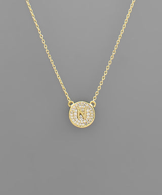 Crystal Disc Initial Necklace