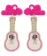 Bead Guitar & Hat Earring