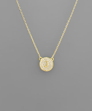 Crystal Disc Initial Necklace