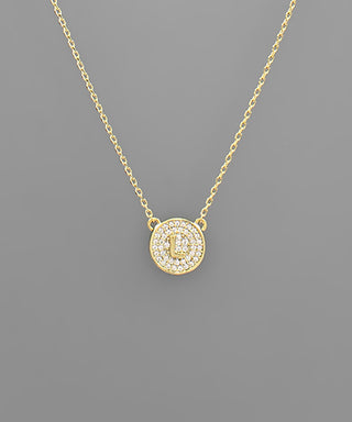 Crystal Disc Initial Necklace