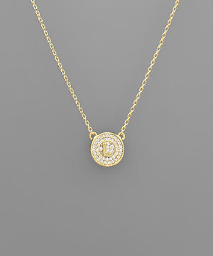 Crystal Disc Initial Necklace