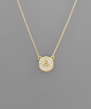 Crystal Disc Initial Necklace