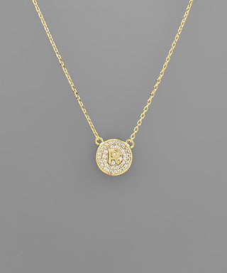 Crystal Disc Initial Necklace