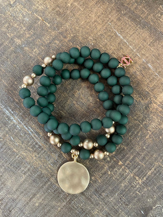 Matte Beaded Wrap Charm Bracelet