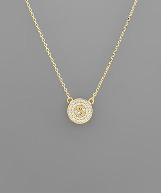 Crystal Disc Initial Necklace