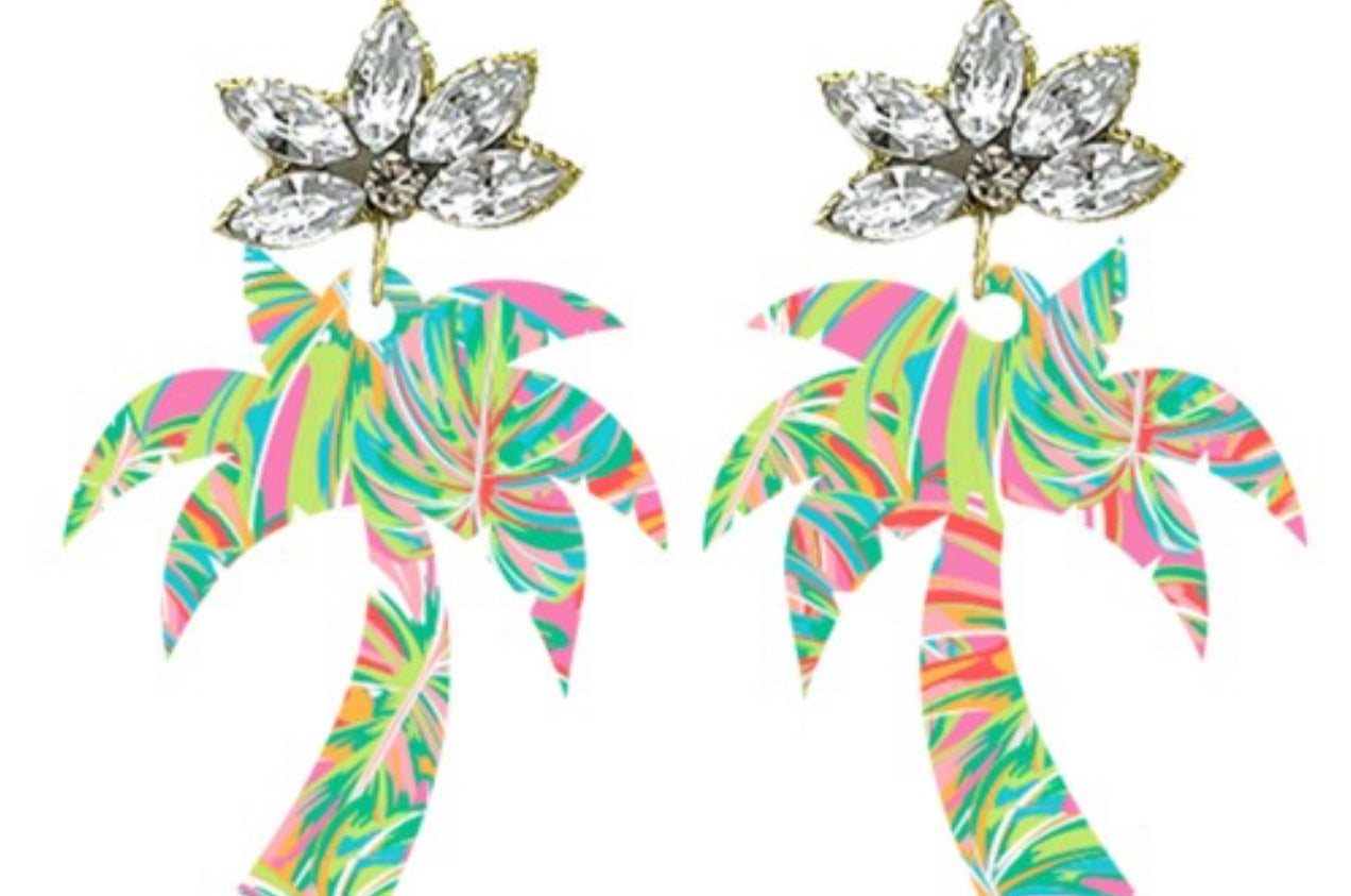 Let's Get Tropical Acrylic Palm Tree Earrings