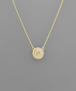 Crystal Disc Initial Necklace