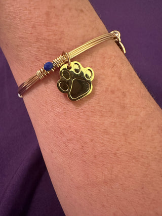 Bourbon & Boweties Paw Print Charm Blue/White Bangle