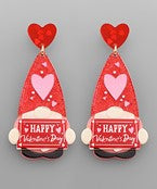 Gnome Happy Valentine's Day Earring