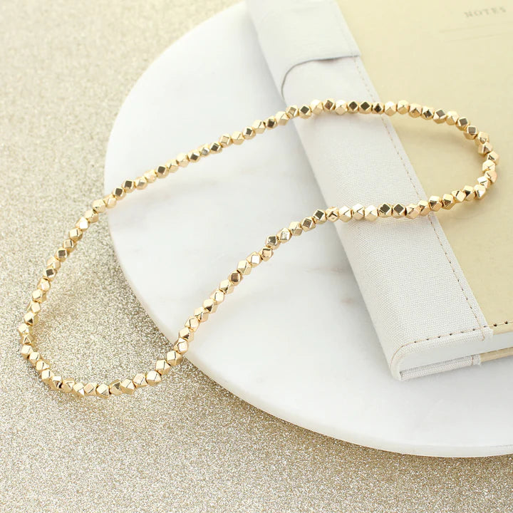 Gold Bead Stretch Necklace