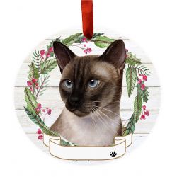 Ceramic Wreath Cat Ornament