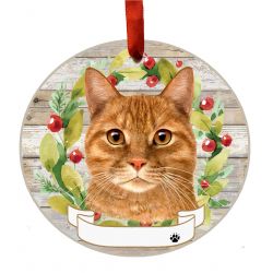 Ceramic Wreath Cat Ornament