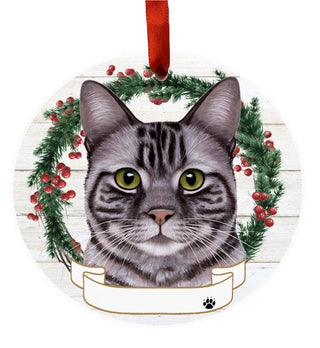 Ceramic Wreath Cat Ornament